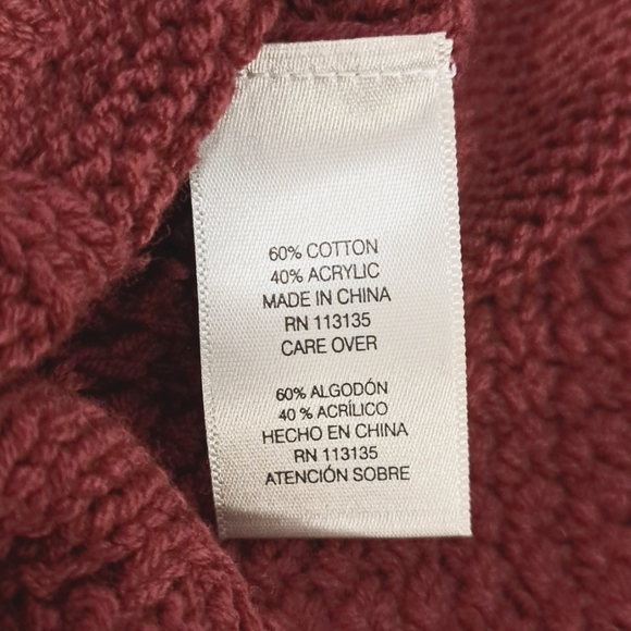 NWT Burgundy Cotton Blend Sweater by Leo & Nicole - Picture 3 of 5